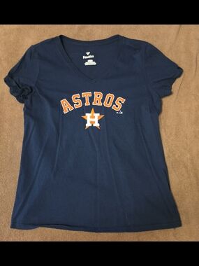 Fanatics Houston Astros Navy V-Neck Tee with Orange Logo